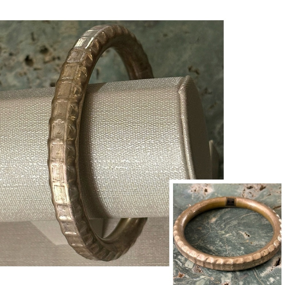Textured Silver Bangle Bracelet